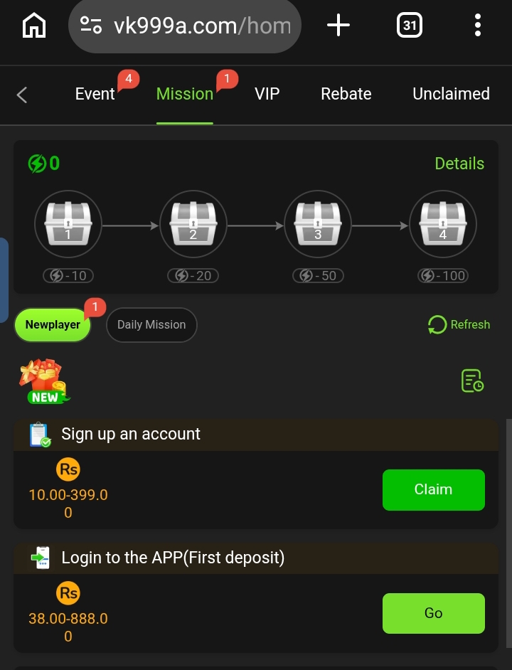 Vk999 new user bonus